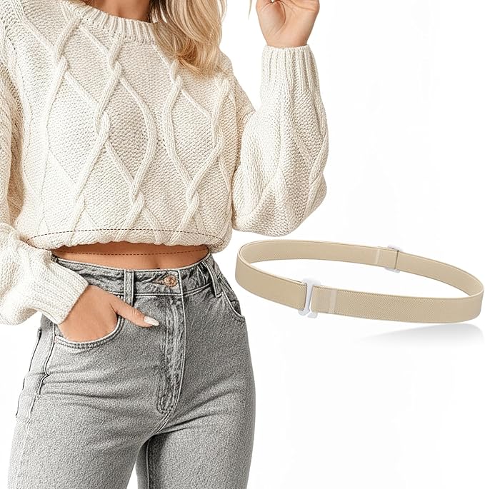 Invisible Elastic Belts for Women | Adjustable Strap Crop Belt with Flat Buckle The Gildress