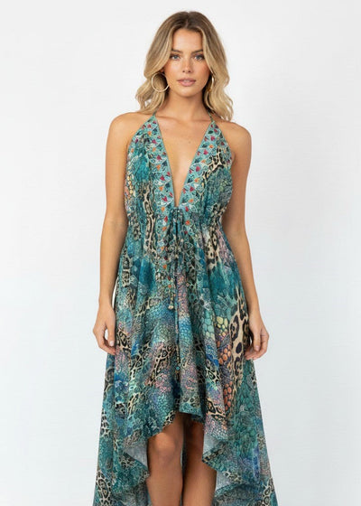 'Lagoon' Halter Neck Maxi Dress