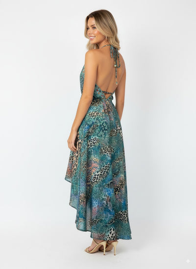 'Lagoon' Halter Neck Maxi Dress