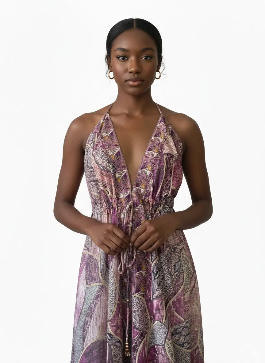 'Seraphina' Halter Neck Maxi Dress - The Gildress