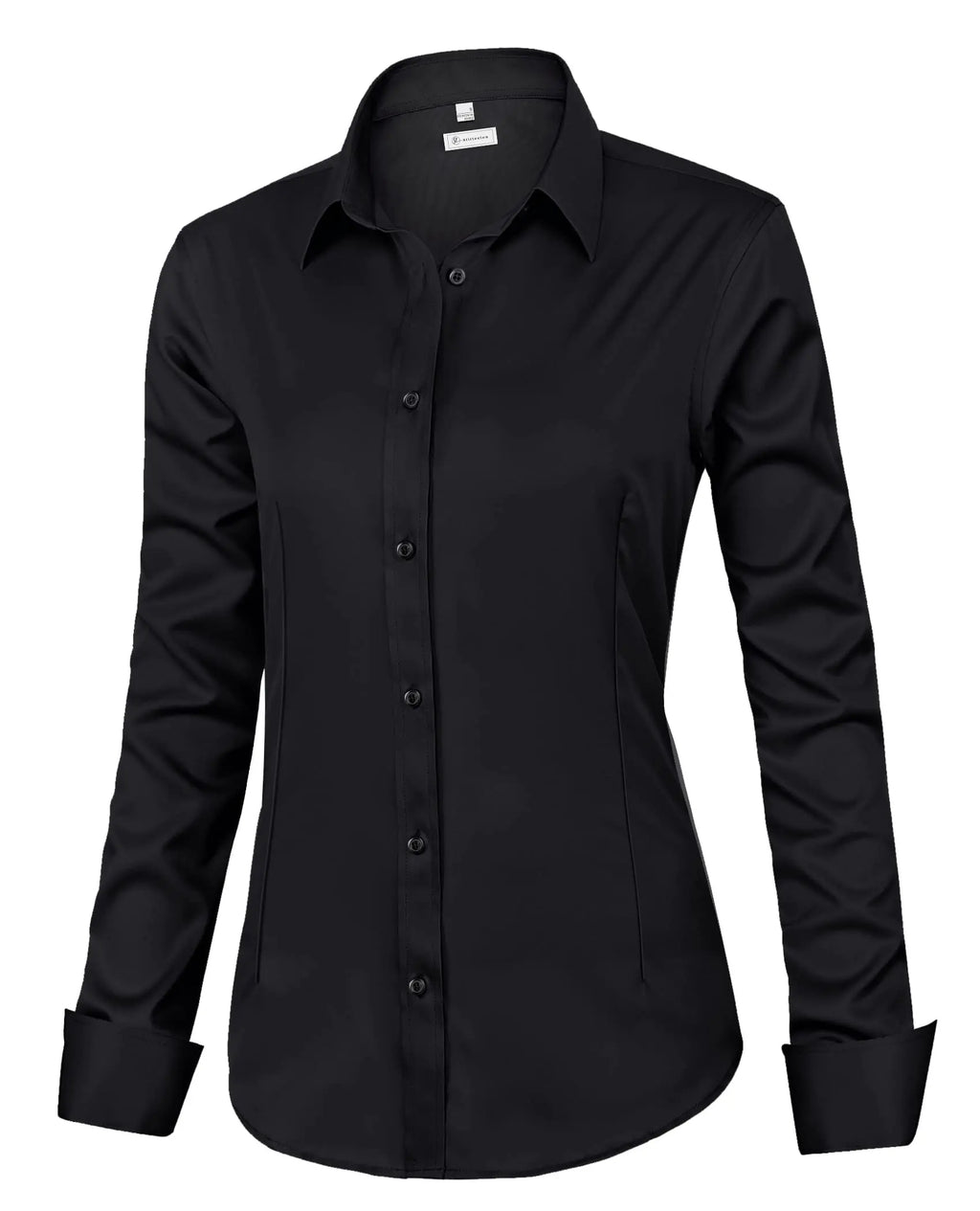 Classic-Fit Button Down Dress Shirt – Wrinkle-Free Stretch Office Blouse (Black) - The Gildress