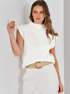 Sleeveless Sweater Vest – Soft Knit Cap Sleeve Pullover Top (White) - The Gildress