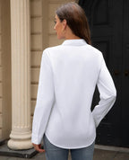 Wrinkle Free Button Down Shirt – Long Sleeve Solid Professional Business Shirt (White) - The Gildress