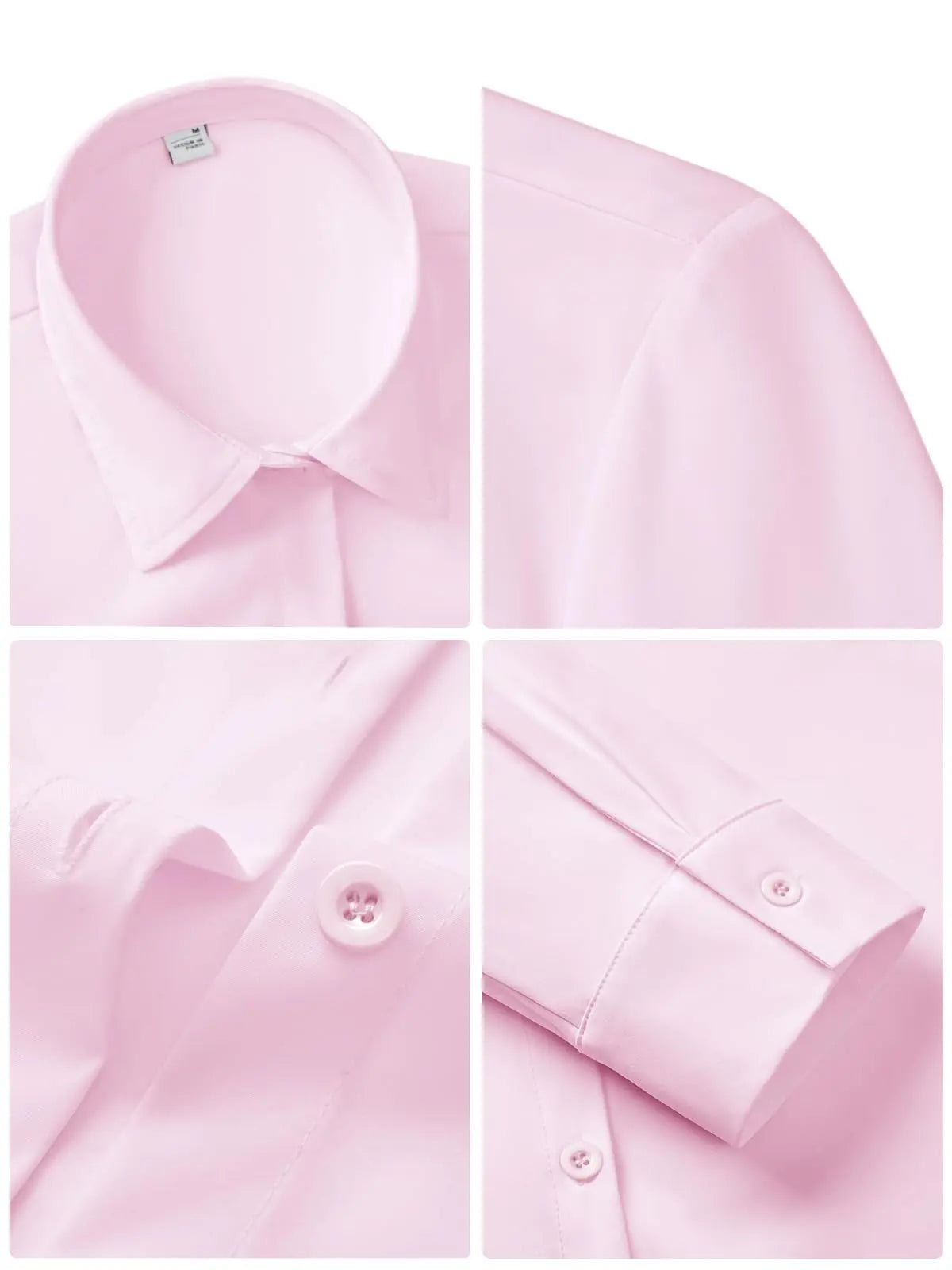 Wrinkle Free Button Down Shirt – Long Sleeve Solid Professional Business Shirt (Pink) - The Gildress