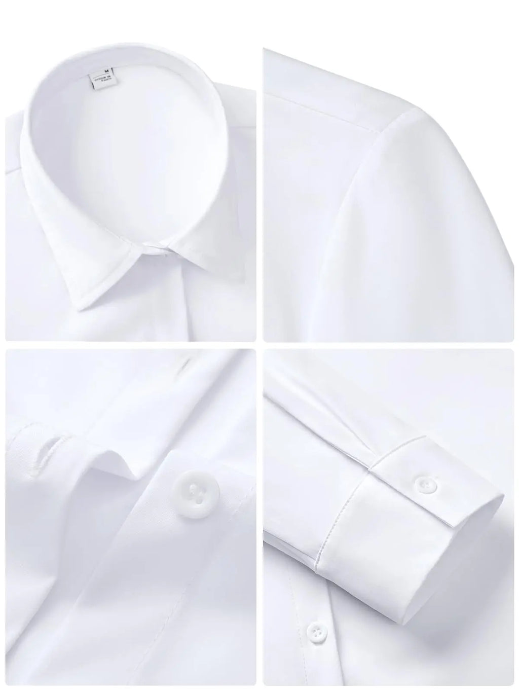 Wrinkle Free Button Down Shirt – Long Sleeve Solid Professional Business Shirt (White) - The Gildress