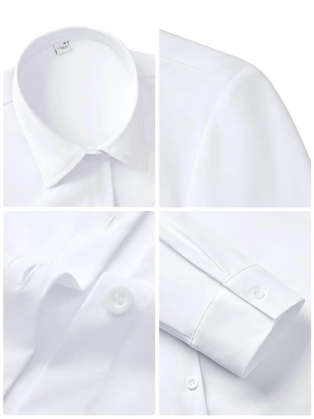Wrinkle Free Button Down Shirt – Long Sleeve Solid Professional Business Shirt (White) - The Gildress